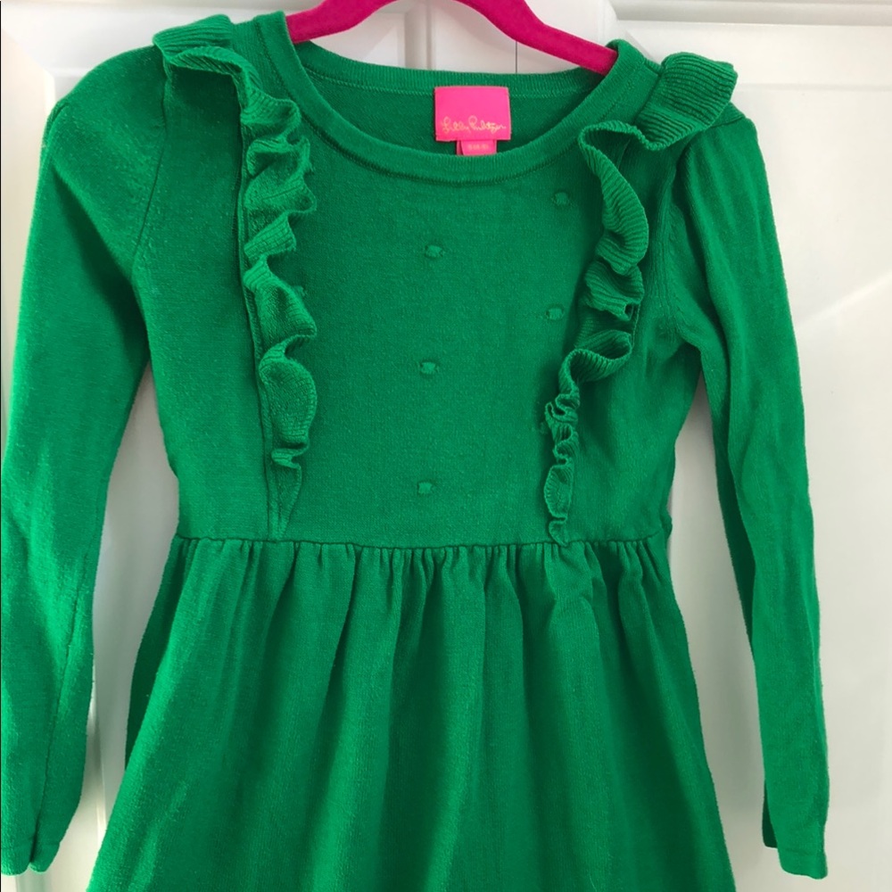 Lilly Pulitzer Green Casual Sweater Dress with Long Sleeves